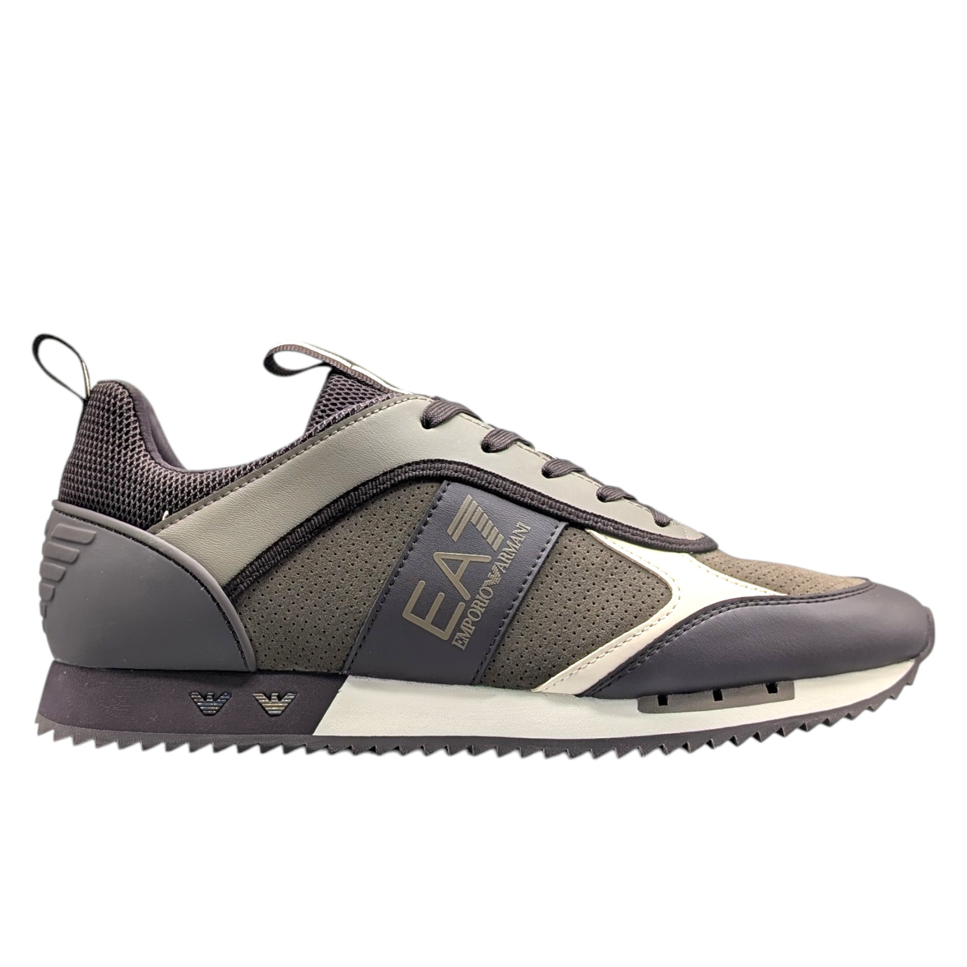 EMPORIO ARMANI  SNEAKERS BLACK & WHITE EN CUIR SUÉDÉ