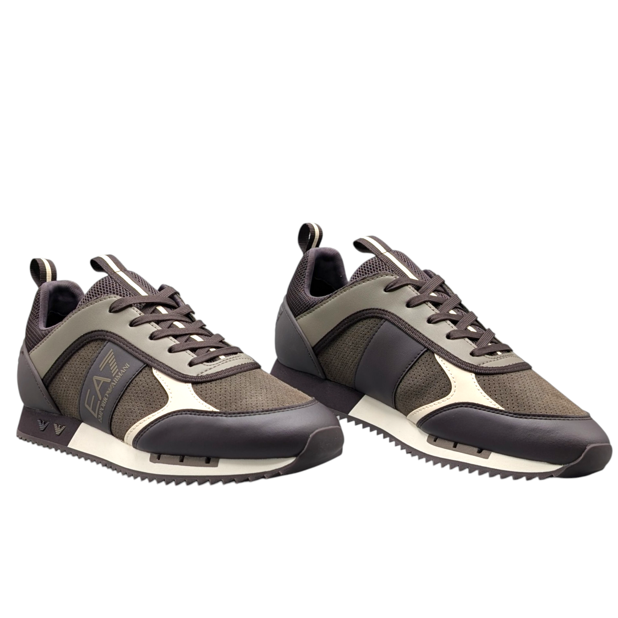 EMPORIO ARMANI  SNEAKERS BLACK & WHITE EN CUIR SUÉDÉ